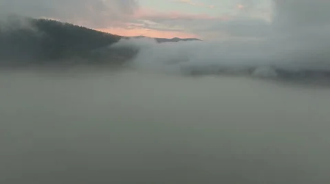 Drone flying in fog Stock Footage 68200090