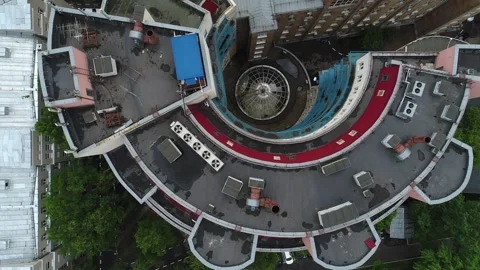 Drone flying forward above Herzen Institute roof Stock Footage 328626335