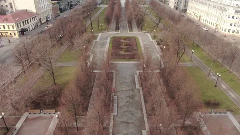 Drone flying forward above Moscow city boulevard Stock Footage 333667296