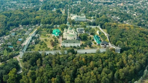 Drone flying forward above old church, summer. Beautiful temple in a pictures Stock Footage 194962731