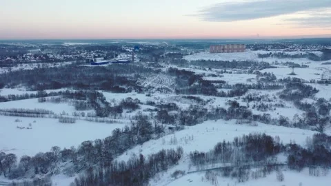 Drone flying forward above winter landscape Stock Footage 324755117