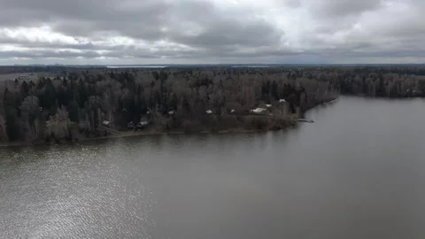 Drone flying forward and rotating above river Stock Footage 329742379
