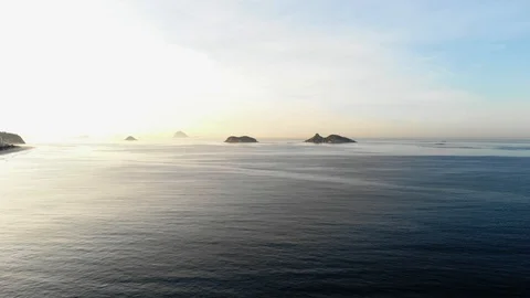 Drone flying forward in Barra da Tijuca beach Stock Footage 89860635