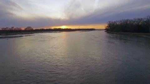 Drone Flying Forward Low Over River Stock Footage 78868107