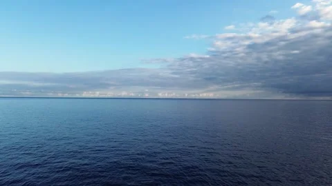 Drone Flying Forward Over Calm Open Ocean - Aerial 4K Footage Stock Footage 311435225