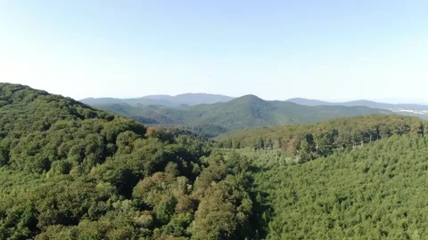 Drone Flying Forward over Dense Green Mountain Forest 動画素材 337305401