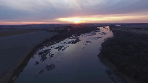 Drone Flying Forward Over River Stock Footage 78876003