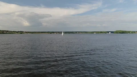 Drone flying forward over river near Novoalexandrovo Video stock 333544575