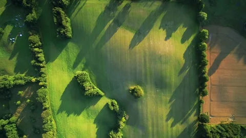 Drone flying high above beautiful green summer meadow Video stock 298649953