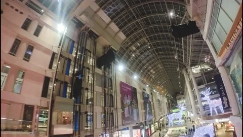 Drone flying inside mall Stock Footage 171881980