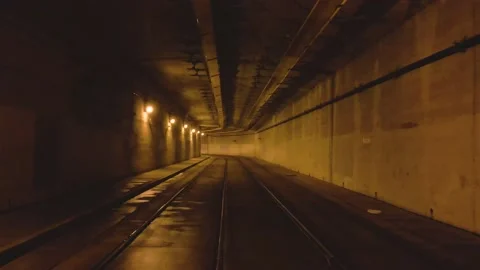 Drone flying inside traffic tunnel Stock Footage 172102551