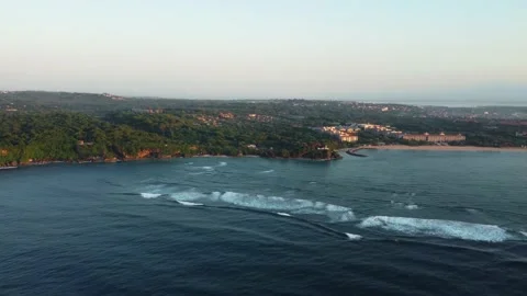Drone flying to the island from the ocean Stock Footage 153349461