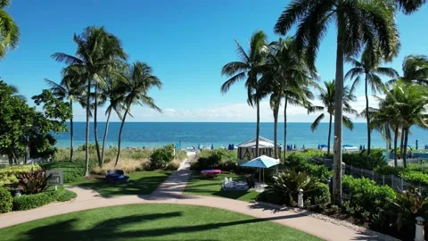 A drone flying in Key Biscayne on a wonderful summer day Stock Footage 168539502