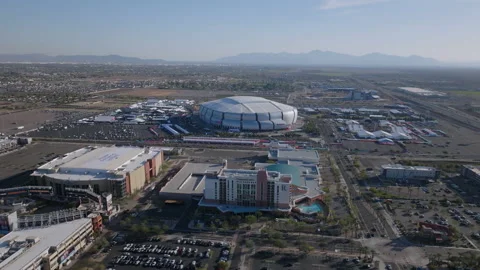 Drone flying left of State Farm Stadium 2023 Super Bowl LVII Stock Footage 232287933