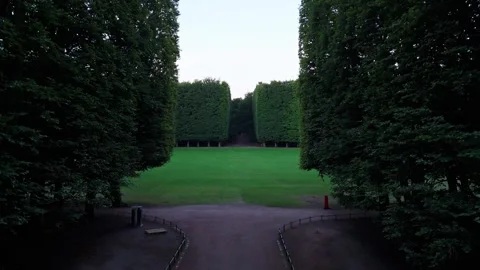 Drone Flying Low Along Green Tree‑Covered Path in Sweden Stock Footage 341573283