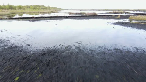 Drone Flying Low Level Over Peat Bog, 4K 動画素材 220111794