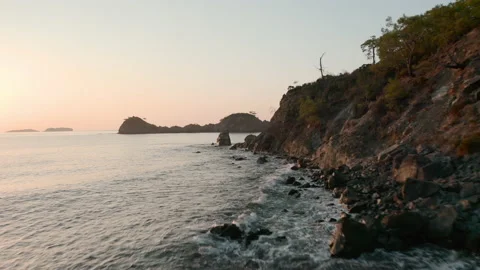 A drone flying low over the Mediterranean Sea Stock Footage 130480597