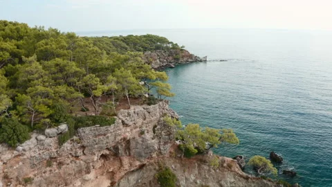 A drone flying low over the Mediterranean Sea Stock Footage 130480684