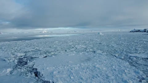 Drone flying low over pancake ice in Antarctica 스톡 동영상 327069048