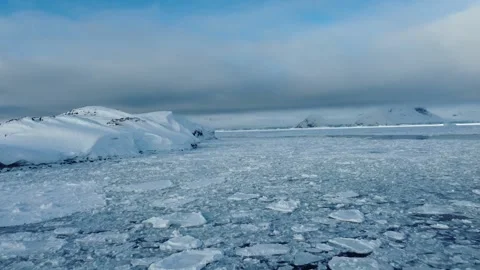 Drone flying low over pancake ice in Antarctica 스톡 동영상 327069077