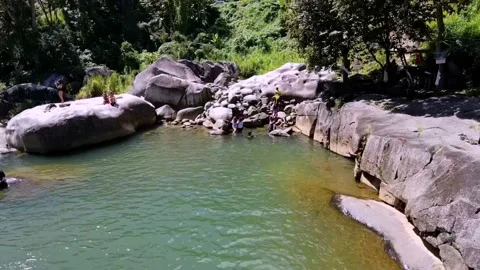 Drone Flying Low Over Rainforest Lake Stock Footage 202074027