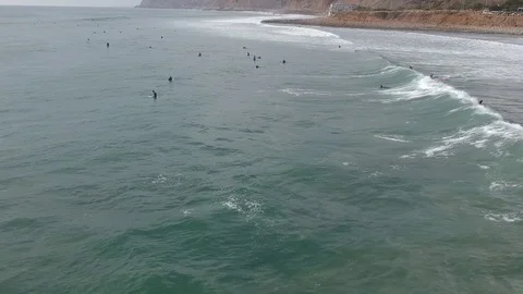 Drone Flying Low Over Surfers 2 Stock Footage 84748040