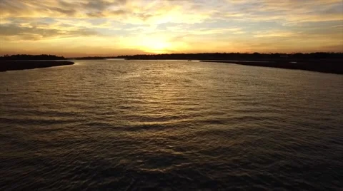 Drone Flying Low Over Water Stock Footage 56876143