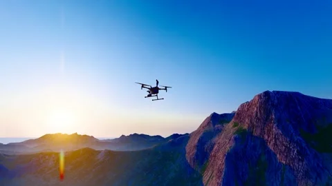 Drone flying in mountainous areas for geographical mapping Stock Footage 300239056