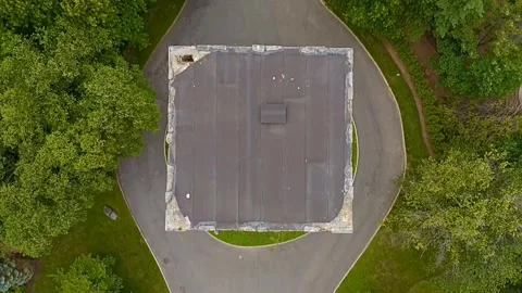 Drone Flying near Gothic-Style Tower on Cloudy Day Stock Footage 312583910