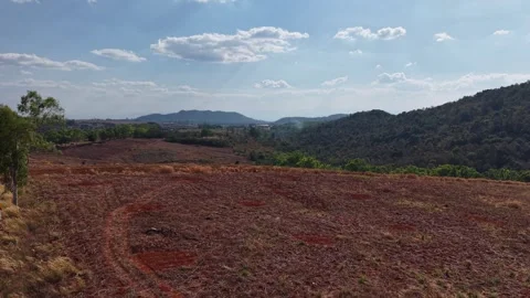 Drone Flying Over Agricultural Fields and Countryside Village Scenic Landscape Stock Footage 328276904