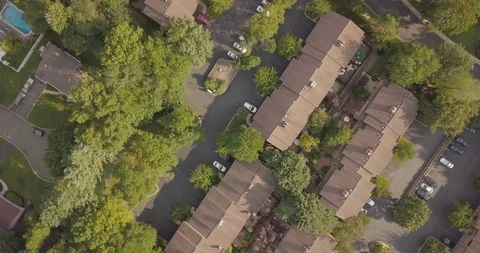 Drone Flying over apartment complex straight down overhead Stock Footage 94183333