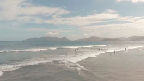 A drone flying over the beach Stock Footage 146101254