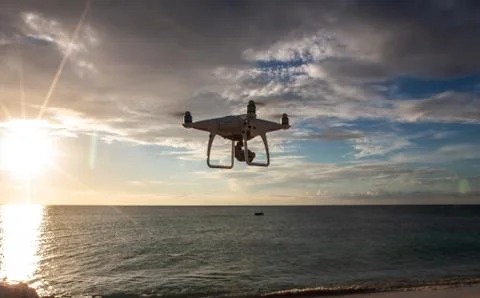 Drone flying over beach Fotos de archivo