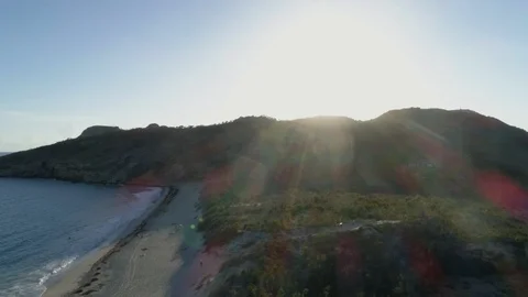 Drone flying over beach at sunet Stock Footage 105851150