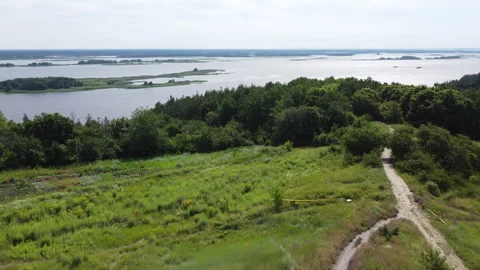 Drone flying over a beautiful river Stock Footage 255058907