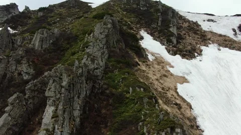 Drone flying over beautiful rocks. Ukrainian Carpathian Mountains. Chornohora Stock Footage 168749487