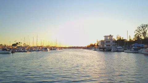 Drone flying over boats Stock Footage 85967825