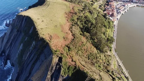 Drone flying over Breathtaking Cliff Stock Footage 114744030