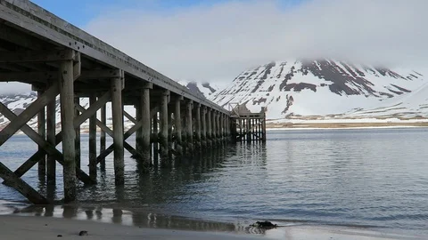 Drone Flying Over Bridge Along A Fjord In Flateyri Iceland Stock Footage 118256301