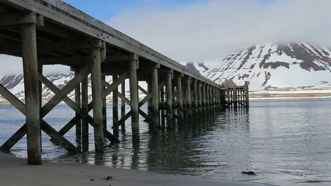 Drone Flying Over Bridge Along A Fjord In Flateyri Iceland Stock Footage 118256547