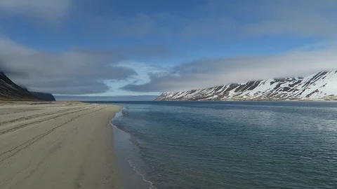 Drone Flying Over Bridge Along A Fjord In Flateyri Iceland Stock Footage 118257230