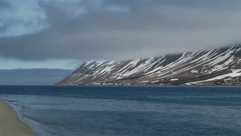 Drone Flying Over Bridge Along A Fjord In Flateyri Iceland Stock Footage 118257563