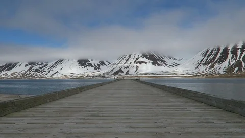 Drone Flying Over Bridge Along A Fjord In Flateyri Iceland Stock Footage 118258035
