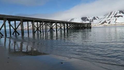 Drone Flying Over Bridge Along A Fjord In Flateyri Iceland Stock Footage 118258479