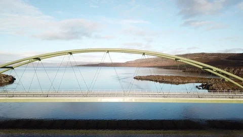 Drone Flying Over Bridge in Westfjords in the West Fjords Iceland Stock Footage 118501325