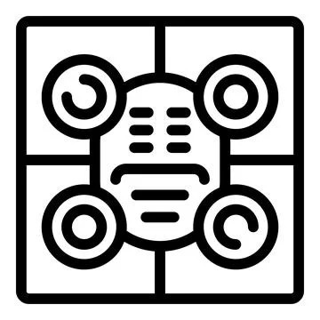 Drone flying over cadastral map icon showing land parcel Stock Illustration