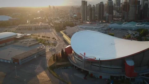 Drone flying over Calgary Stock Footage 140232348