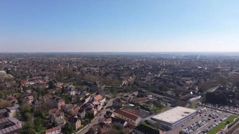 Drone flying over charming medieval streets of Beaune Stock-Footage 306796324