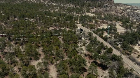 Drone flying over Chepe train in the Sierra Tarahumara in Chihuahua Mexico Vidéo 243956024