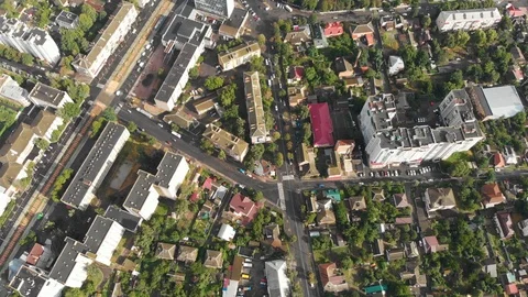 Drone Flying Over a City in Eastern Europe. Ukraine, Vinnytsia Video stock 112650853